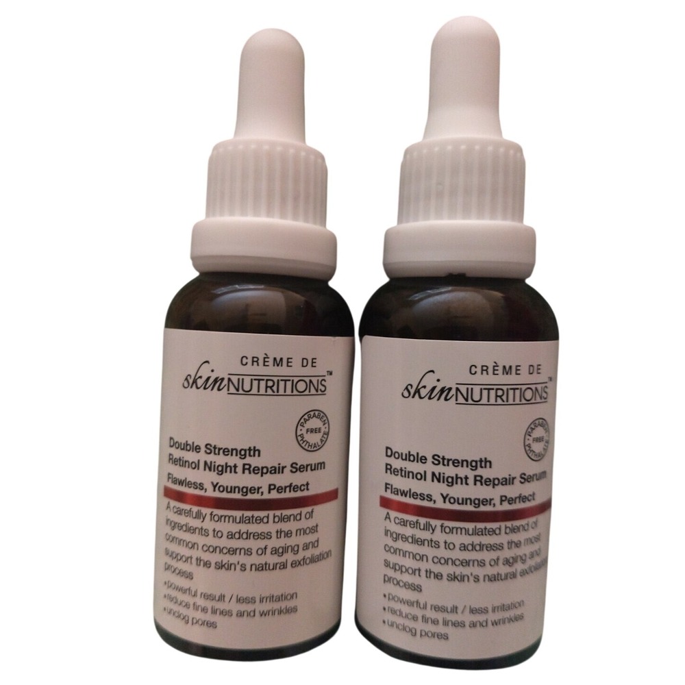 2pk Skin Nutritions Double Strength Retinol Night Repair Serum Anti-Aging 1oz